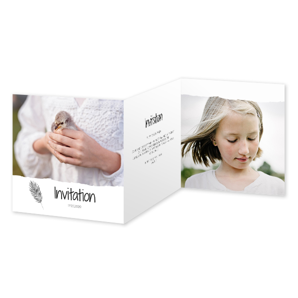 Faire-part 3 volets Carré 14,3 x 14,3 cm