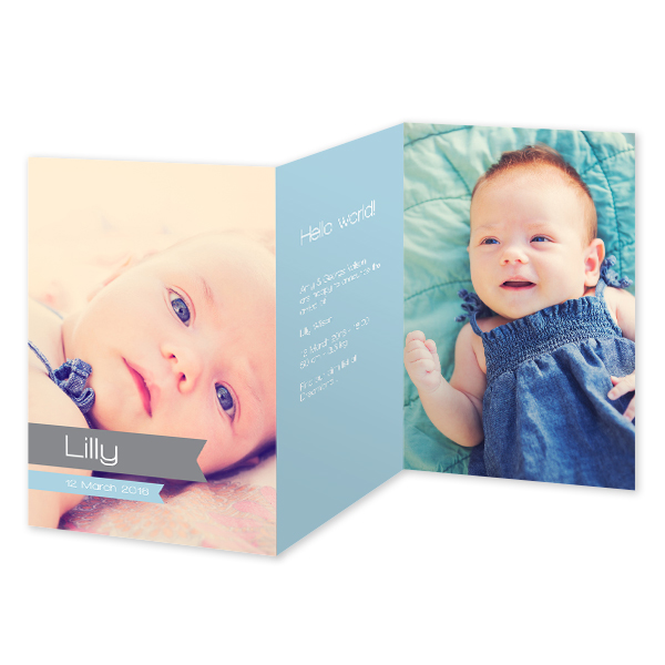 Faire-part 3 volets Portrait 10 x 14,3 cm