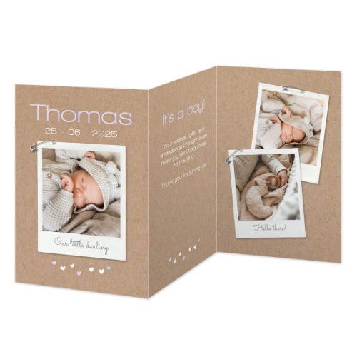 Faire-part 3 volets Portrait 10 x 14,3 cm