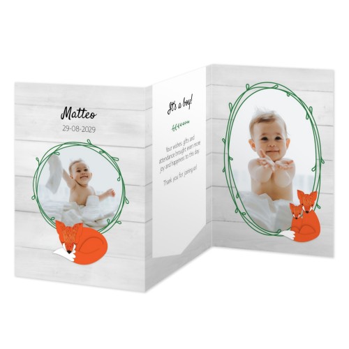 Faire-part 3 volets Portrait 10 x 14,3 cm