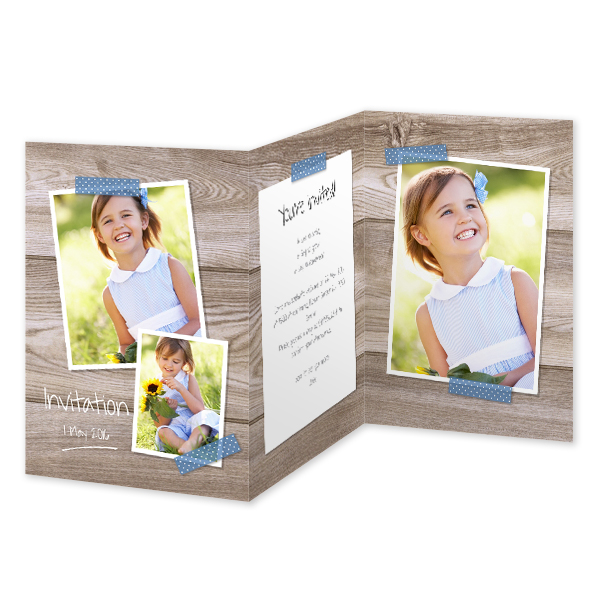 Faire-part 3 volets Portrait 10 x 14,3 cm