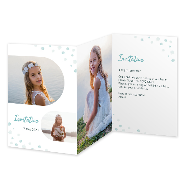 Faire-part 3 volets Portrait 10 x 14,3 cm