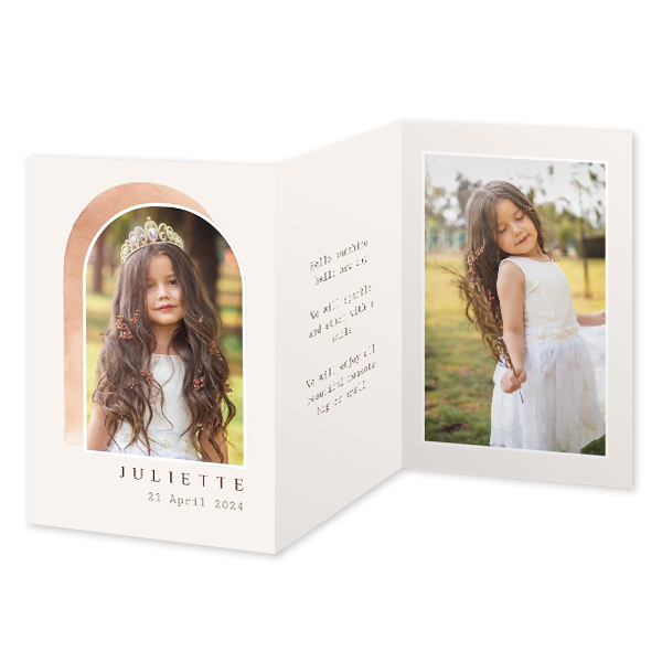 Faire-part 3 volets Portrait 10 x 14,3 cm