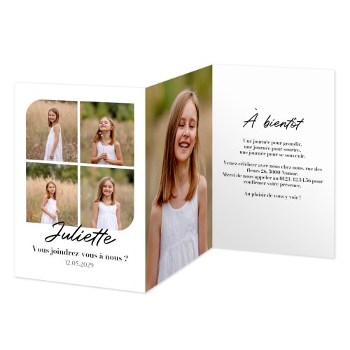 Faire-part 3 volets Portrait 10 x 14,3 cm