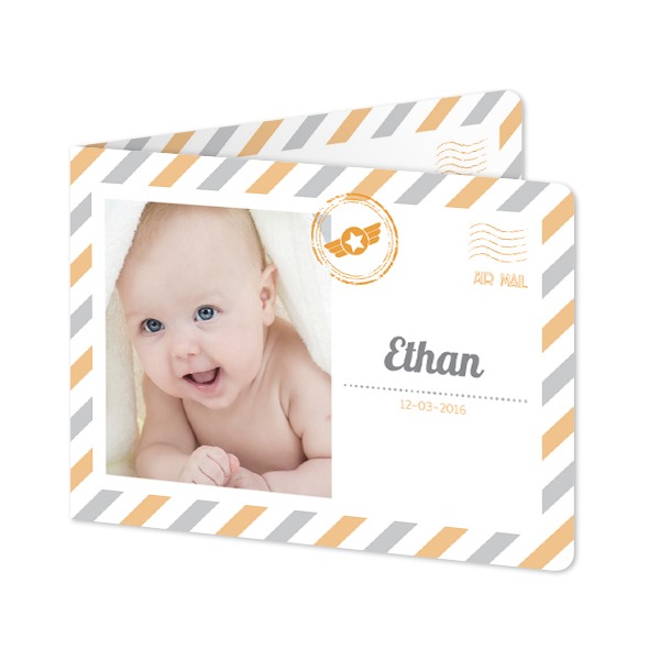 Gevouwen wenskaart liggend met ronde hoeken 14,3 x 10 cm