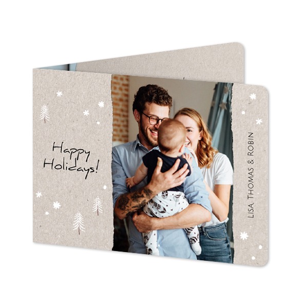 Gevouwen wenskaart liggend met ronde hoeken 14,3 x 10 cm