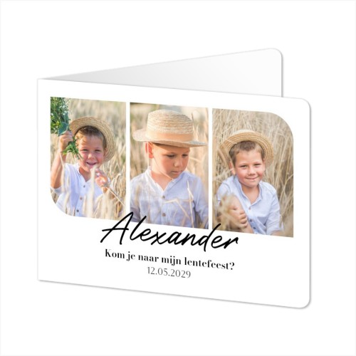 Gevouwen wenskaart liggend met ronde hoeken 14,3 x 10 cm