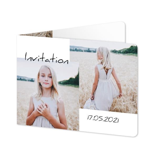 Folded card landscape rounded corners 14,3 x 10 cm