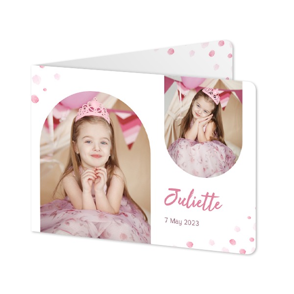 Folded card landscape rounded corners 14,3 x 10 cm