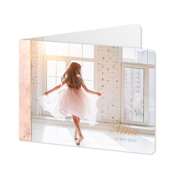 Folded card landscape rounded corners 14,3 x 10 cm