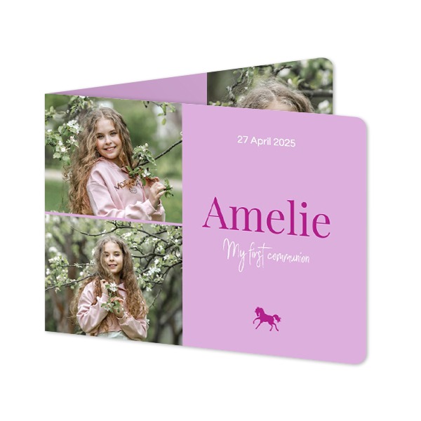 Faire-part 2 volets Paysage coins arrondis 14,3 x 10 cm