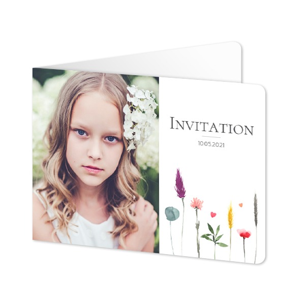 Gevouwen Kaart liggend met ronde hoeken 14,3 x 10 cm