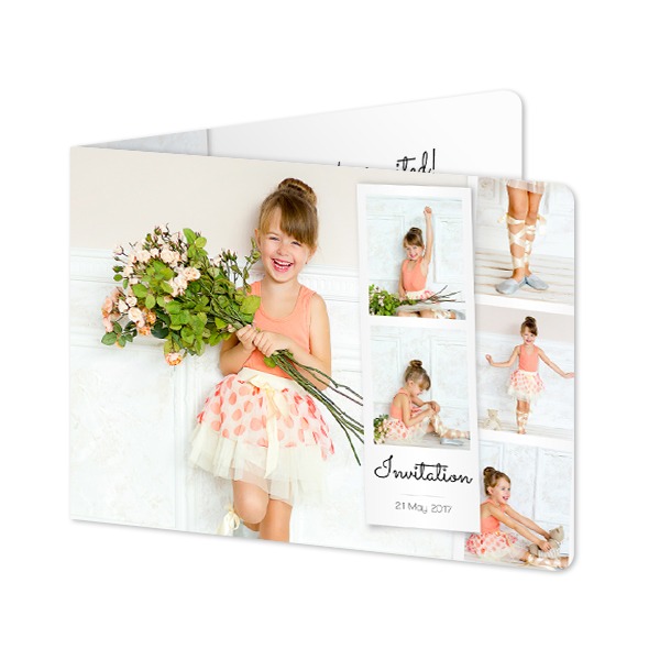 Gevouwen Kaart liggend met ronde hoeken 14,3 x 10 cm