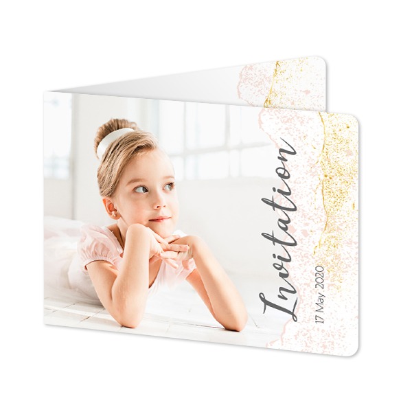 Folded card landscape rounded corners 14,3 x 10 cm