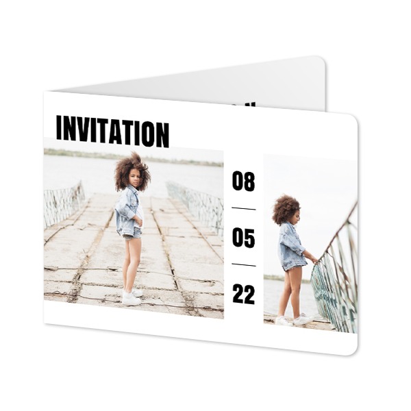 Faire-part 2 volets Paysage coins arrondis 14,3 x 10 cm