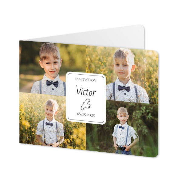 Faire-part 2 volets Paysage coins arrondis 14,3 x 10 cm