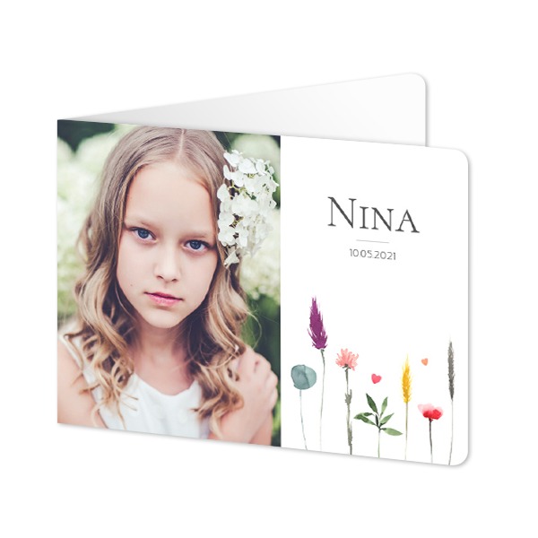 Gevouwen Kaart liggend met ronde hoeken 14,3 x 10 cm