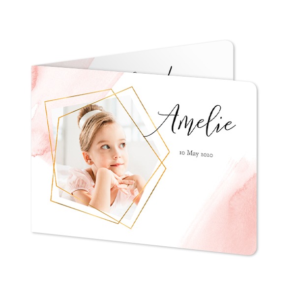 Gevouwen Kaart liggend met ronde hoeken 14,3 x 10 cm