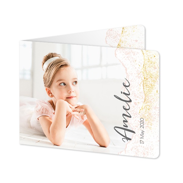 Folded card landscape rounded corners 14,3 x 10 cm