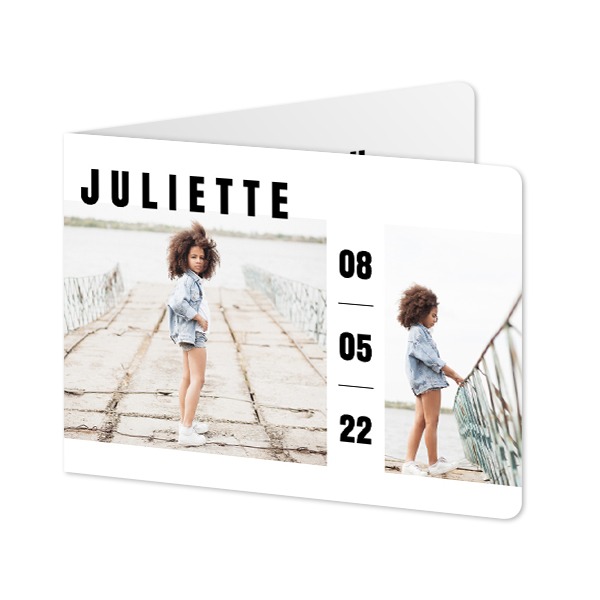 Faire-part 2 volets Paysage coins arrondis 14,3 x 10 cm