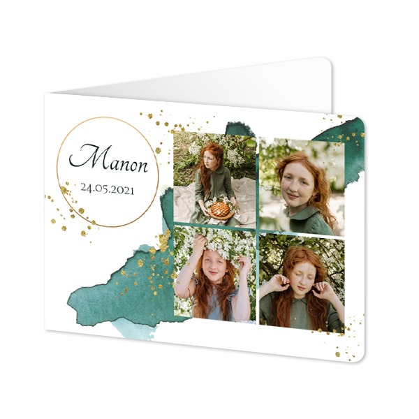 Gevouwen Kaart liggend met ronde hoeken 14,3 x 10 cm