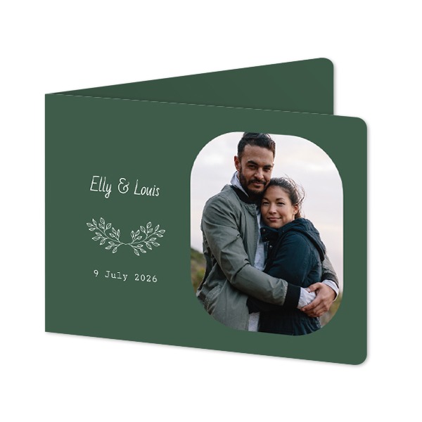 Folded card landscape rounded corners 14,3 x 10 cm