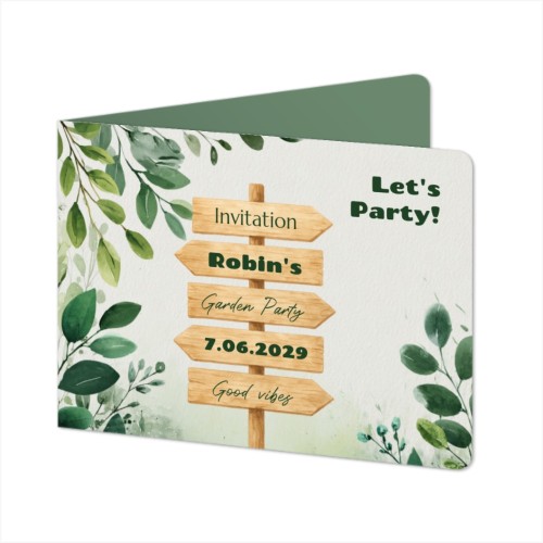 Folded card landscape rounded corners 14,3 x 10 cm