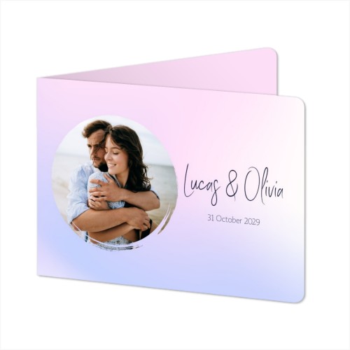 Gevouwen wenskaart liggend met ronde hoeken 14,3 x 10 cm