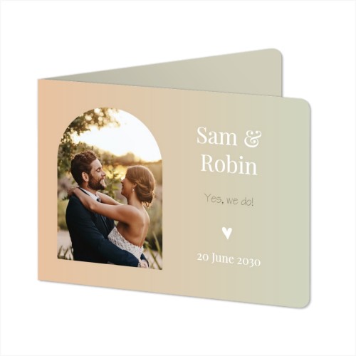 Gevouwen Kaart liggend met ronde hoeken 14,3 x 10 cm