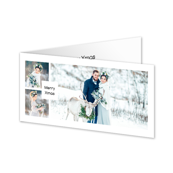 Gevouwen wenskaart pano liggend 19,6 x 9,3 cm