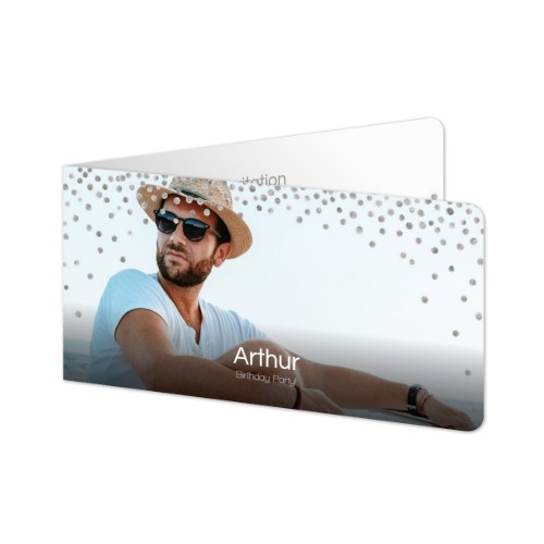 Faire-part 2 volets Pano paysage coins arrondis 19,6 x 9,3 cm