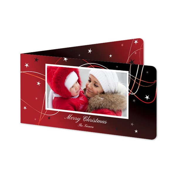 Gevouwen wenskaart pano liggend met ronde hoeken 19,6 x 9,3 cm