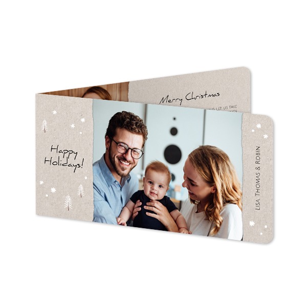 Gevouwen wenskaart pano liggend met ronde hoeken 19,6 x 9,3 cm