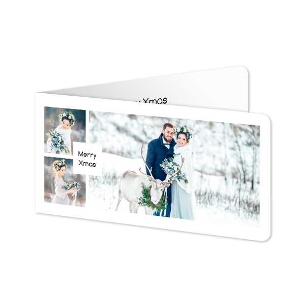 Gevouwen wenskaart pano liggend met ronde hoeken 19,6 x 9,3 cm