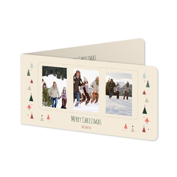 Gevouwen wenskaart pano liggend met ronde hoeken 19,6 x 9,3 cm