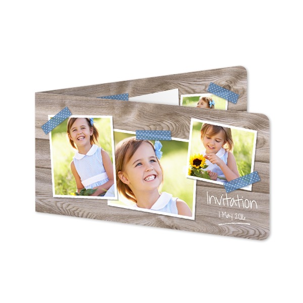 Faire-part 2 volets Pano paysage coins arrondis 19,6 x 9,3 cm