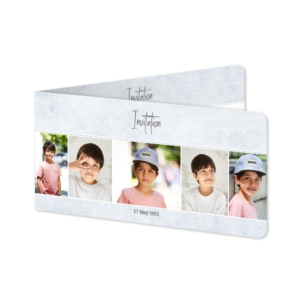 Faire-part 2 volets Pano paysage coins arrondis 19,6 x 9,3 cm