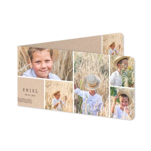 Faire-part 2 volets Pano paysage coins arrondis 19,6 x 9,3 cm