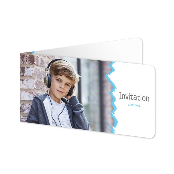 Faire-part 2 volets Pano paysage coins arrondis 19,6 x 9,3 cm