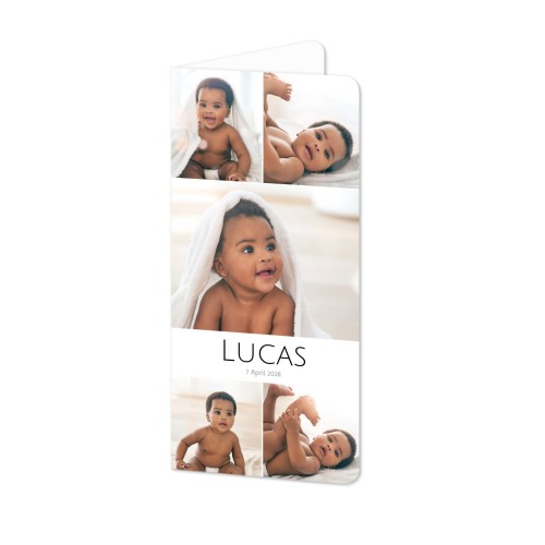 Gevouwen wenskaart pano staand met ronde hoeken 9,3 x 19,6 cm