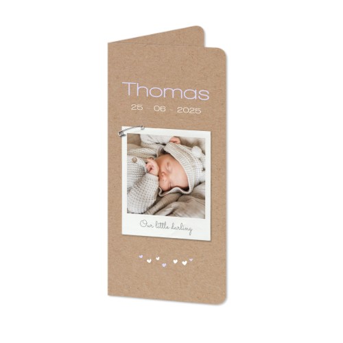 Faire-part 2 volets Pano portrait coins arrondis 9,3 x 19,6 cm