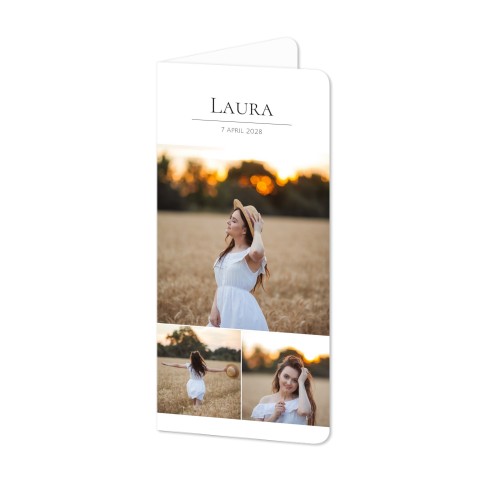 Faire-part 2 volets Pano portrait coins arrondis 9,3 x 19,6 cm