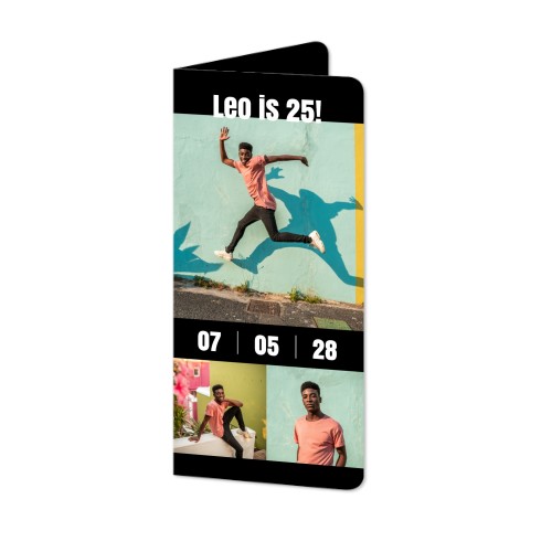 Gevouwen wenskaart pano staand met ronde hoeken 9,3 x 19,6 cm