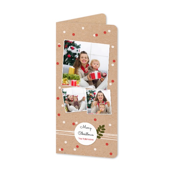 Gevouwen wenskaart pano staand met ronde hoeken 9,3 x 19,6 cm