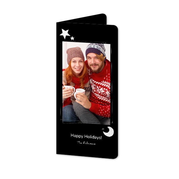 Gevouwen wenskaart pano staand met ronde hoeken 9,3 x 19,6 cm