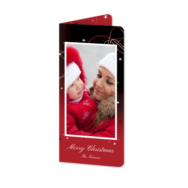 Gevouwen wenskaart pano staand met ronde hoeken 9,3 x 19,6 cm