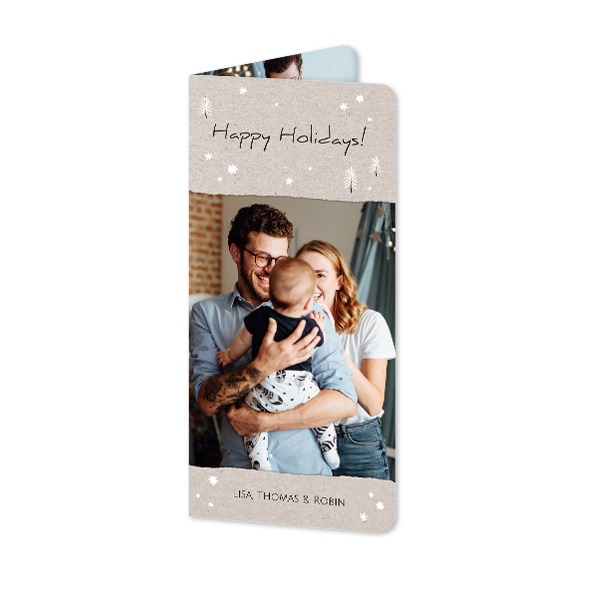 Gevouwen wenskaart pano staand met ronde hoeken 9,3 x 19,6 cm