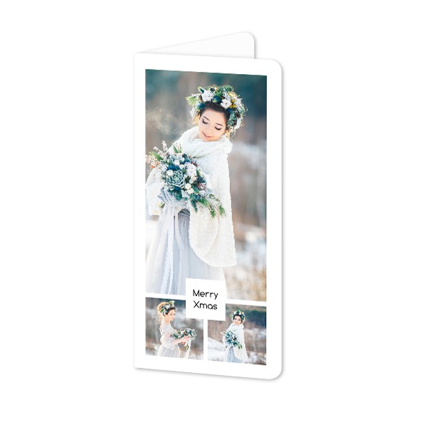 Gevouwen wenskaart pano staand met ronde hoeken 9,3 x 19,6 cm