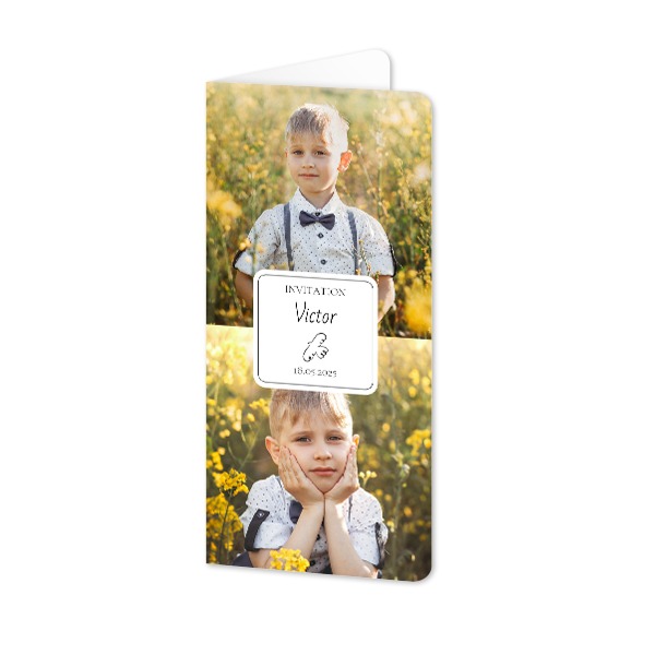 Faire-part 2 volets Pano portrait coins arrondis 9,3 x 19,6 cm