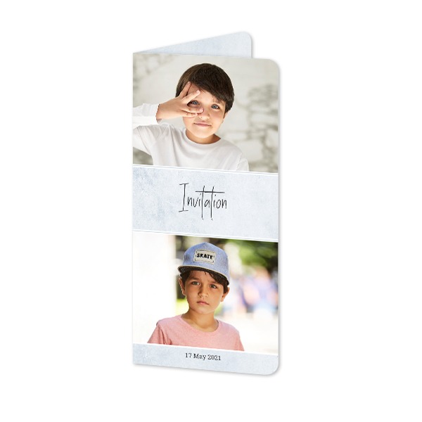 Faire-part 2 volets Pano portrait coins arrondis 9,3 x 19,6 cm